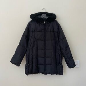 ❄️Avenue Xtreme-Tec Black Puffer Jacket with Faux Fur Hood